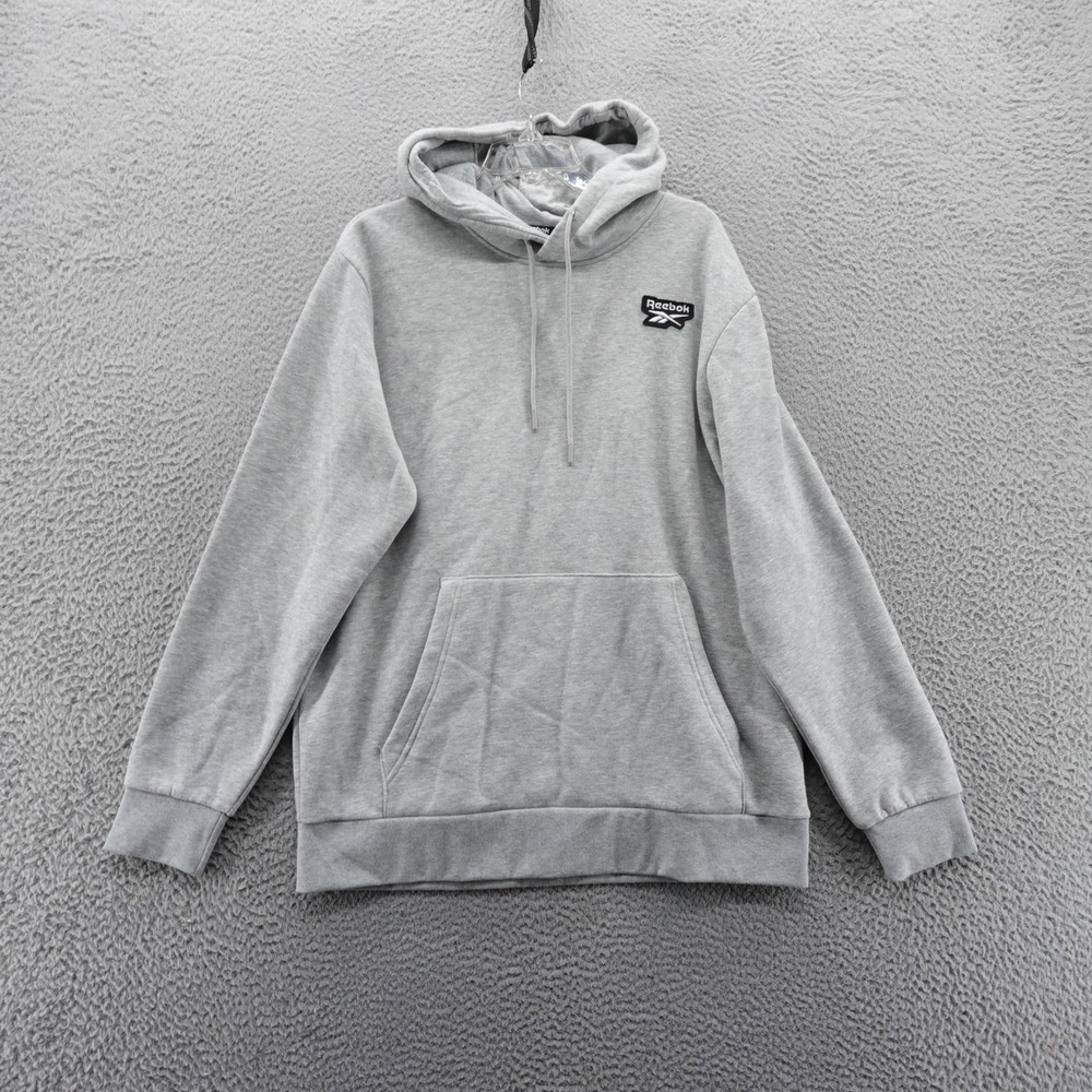 Reebok Vital Patch Fleece Hoodie Gray Heather Mens Size Medium NEW